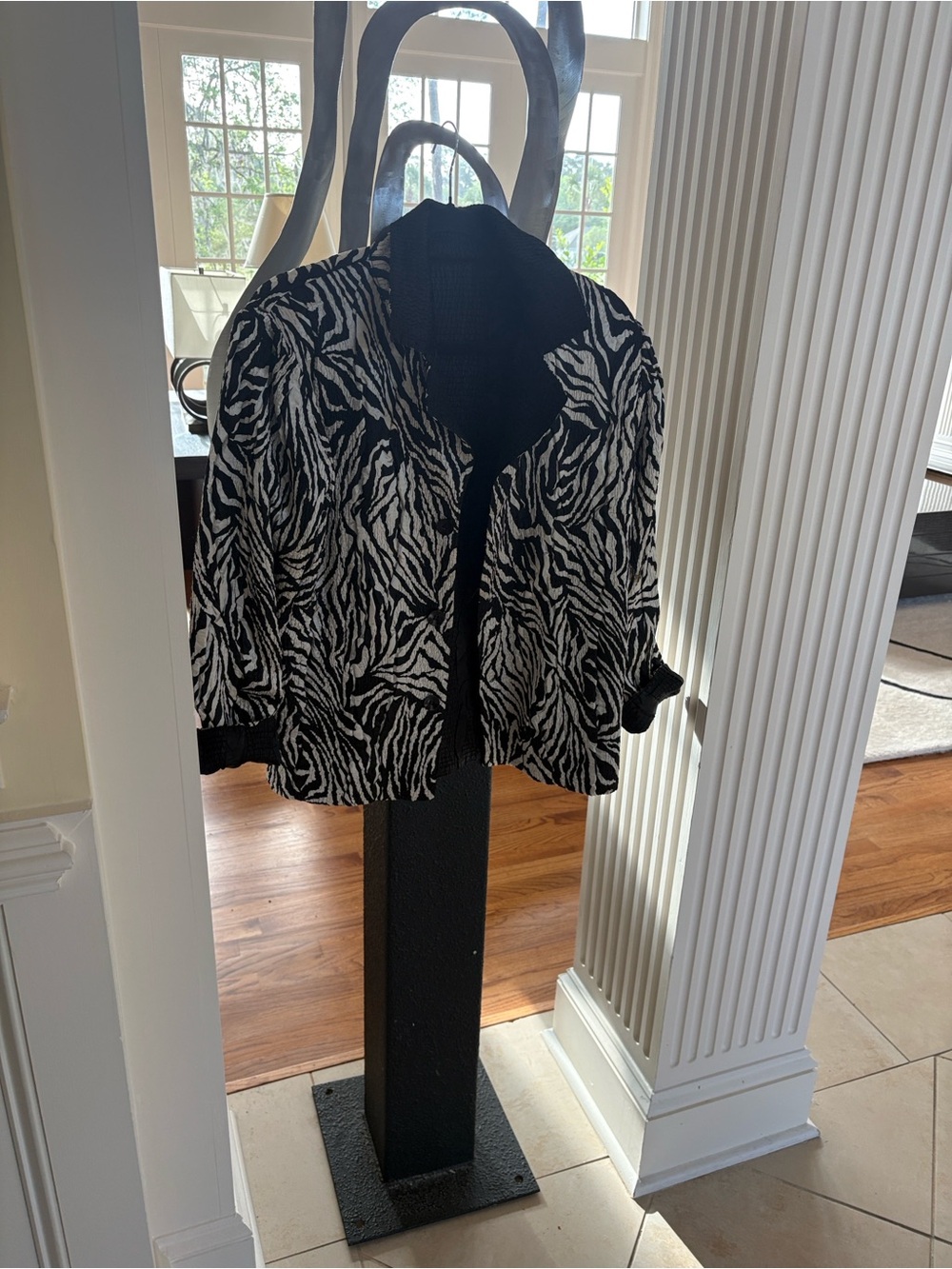 Reversible Black & White Zebra Print Women's Jacket - Classic Open Front
